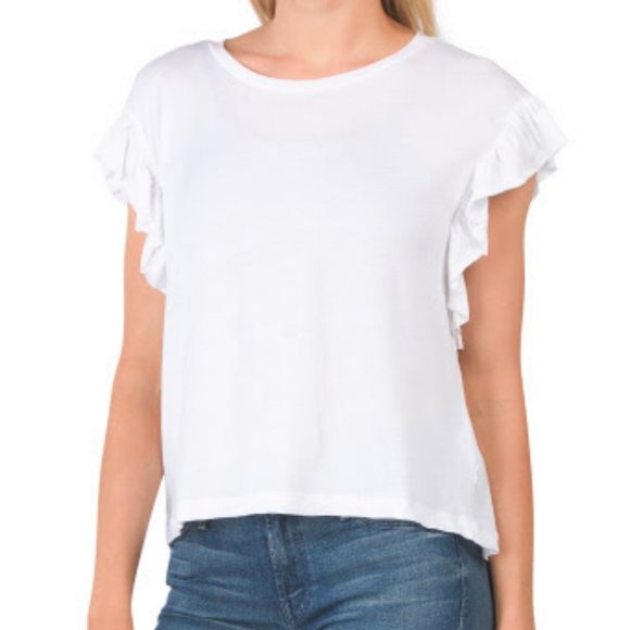For The Republic Tops - FOR THE REPUBLIC Ruffle Sleeve Crew Neck Top, Size XS, NWT